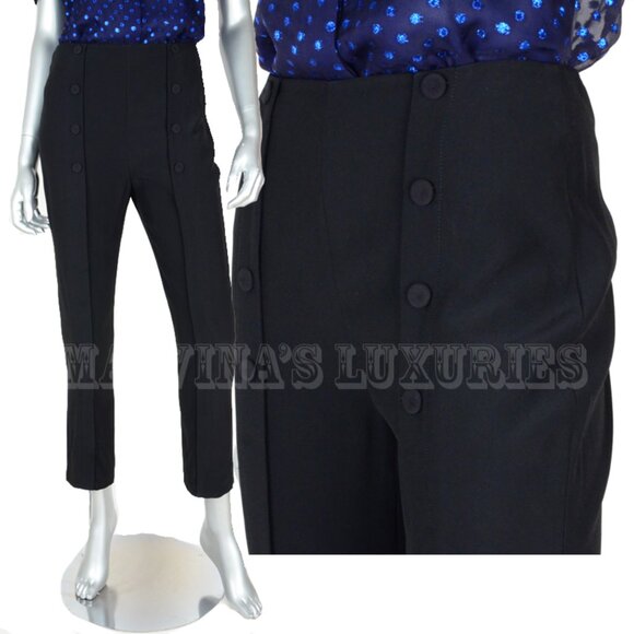 ALEXANDER MCQUEEN PANTS BLACK CROPPED TROUSERS WITH BUTTON DETAIL IT 42 US 6